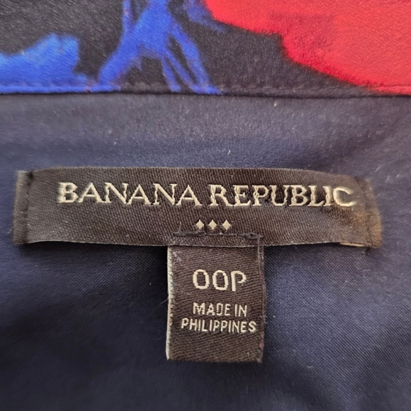 Banana Republic blue and red floral, 3/4 sleeve, pockets midi dress. 00P - Picture 5 of 6